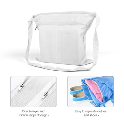 13 x 14 Inch Anti-static Cleanroom Crossbody Tool Bag,Storage Bag for Work & Travel（White） - color: White
