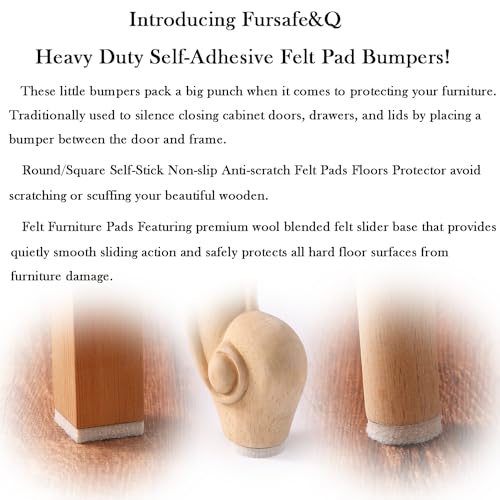 Fursafe&Q Felt Furniture Pads for Hardwood Floors, Self Adhesive Chair Felt Pad - Furniture Feet Floor Protectors, Furniture Sliders Protect from Nicks, dents and Scratches, Reduce Noise, Round - size: 136 Pcs Beige Round Pads