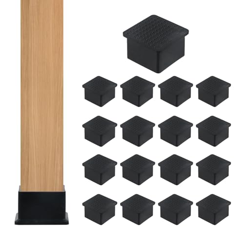 Chair Leg Caps Mcredy Table Leg Foot End Cap Protector Inner Size 1-1/2Inch x 1-1/2Inch Rubber Furniture Foot Fit for Square,Rectangle Chair feet Floor Protectors Black(16 Pcs) - size: 1.5" X 1.5",16 Pcs