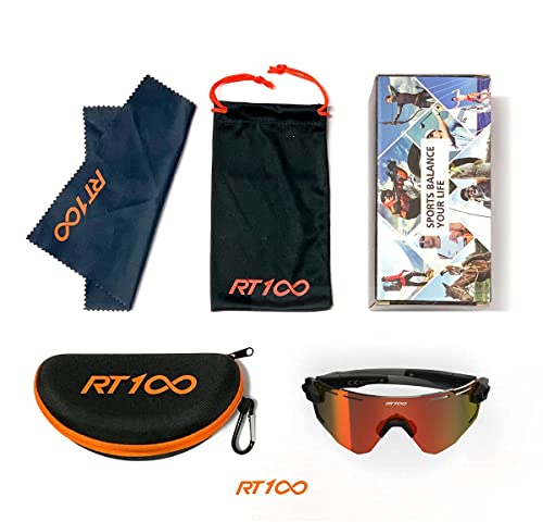 RIDE YOUR WAY Professional wrap around Frameless Cycling Sunglasses for Men and Women - color: M.black-red Ml