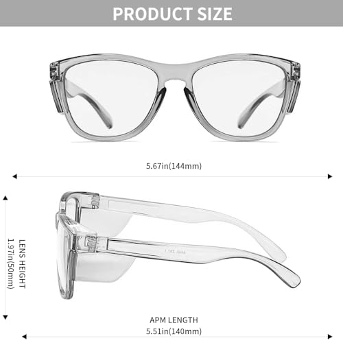 Z87 Anti-Fog Photochromic UV400 Blue Light Blocking Impact Resistant Protective Wraparound safety Glasses - color: Grey
