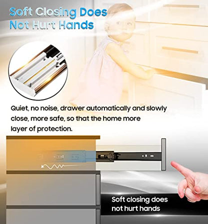 YENUO Soft Close Drawer Slides Full Extension Side Mount 12 14 16 18 20 22 24 inch Ball Bearing Metal Rails Track Guide Glides Runners Heavy Duty 100 Pound (Soft Close- 1 Pr, 14 Inch) - color: Black-Soft Close, size: 14 Inch