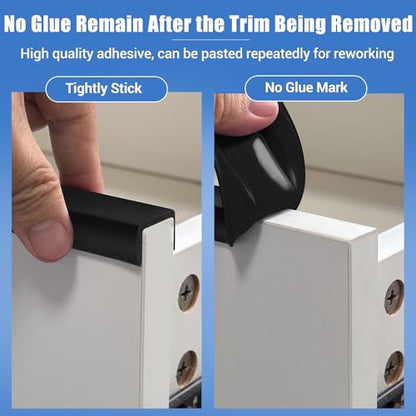Rubber Edge Trim, 1-1/2 inches Self-Adhesive U Channel Edge Protector for Woods, Flexible U Shaped Peel and Stick Edge Banding, Edge Guard, Fit 1.5"(38mm), 20Ft, Black - size: Fit 1-1/2"- L20‘