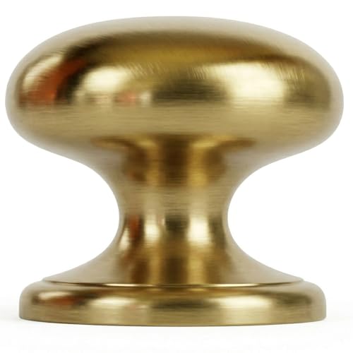 trust4care 2-Pack Large Brushed Satin Gold Bifold Closet Door Knobs with Wide Base, Golden Round Kitchen Cabinet Bi-fold Wardrobe Dresser Dummy Pull Knobs, 1.5 Inch Brass Drawer Handles - color: Gold, size: Set of 2