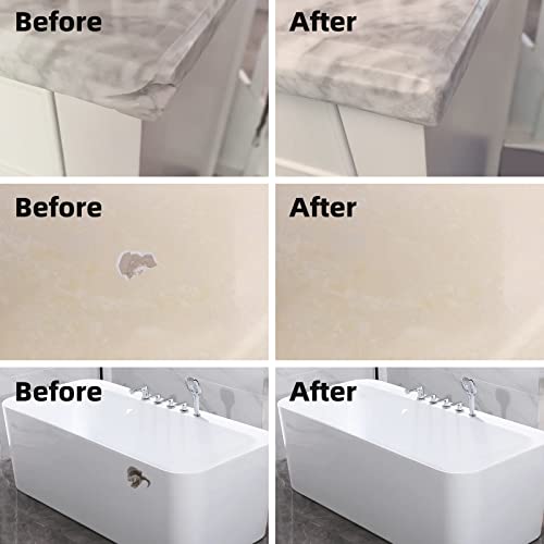 Globalcom Tile and Granite/Marble Repair Kit, Porcelain Stone and Quartz Countertops Repair Kit for Chips Dents Cracks Holes Scratch, Fix Chipped Edges Corners, Reattaches Missing Pieces