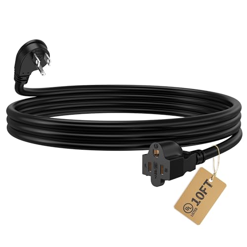 LUCKY TL Indoor Outdoor Extension Cord, 16/3 Gauge Black Short Extension Cord 10ft, Waterproof Flexible Case, Made in Pure Copper, 13A 1625W 16AWG SJTW, 3 Prong Heavy Duty Wire, UL - color: Black, size: 10FT
