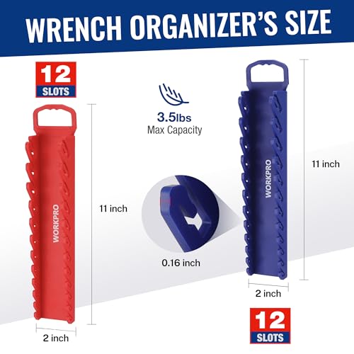WORKPRO 8-Piece Magnetic Socket Organizer and Magnetic Wrench Organizer Set, Socket Holder Set 1/4", 3/8", 1/2" Drive Metric SAE Socket Storage, Metric SAE Wrench Holder(Socket, Wrench not Included)