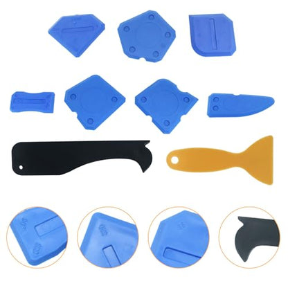 Waziaqoc 12 PCS Caulking Tool, Sealant Finishing Grout Tools Kit, Hand Caulk Removal Tool, Caulk Skirting Boards & Base Boards Replaceable Pads for Bathroom Kitchen Sealing