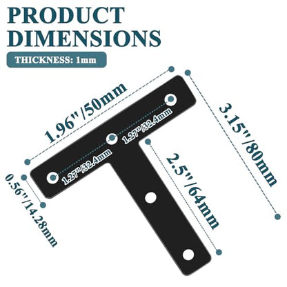 12 Pcs 3.15" x 3.15" T-Shape Flat Corner Brace Brackets, Mending Repair Plates Corner Brackets with Screws, Black - size: 3.15", style: T-Shape