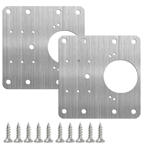 Stainless Steel Cabinet Hinge Repair Plate Kit Door Hinge Mounting Plate with Screws for Home Kitchen Cupboard Furniture (2set,2 Fixing Plates and 12 Screws) - color: 2set,2 fixing plates and 12 screws