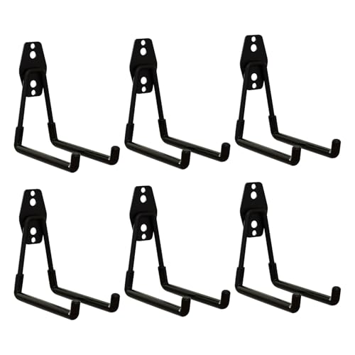 WIN&YING 6 Pack Steel Garage Storage Hooks, Heavy Duty Wall Mounted Storage Hanger, Anti-Slip Tool Organizer for Hanging Ladders, Hose, Bulk Items, Power and Garden