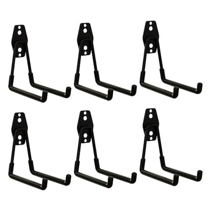 WIN&YING 6 Pack Steel Garage Storage Hooks, Heavy Duty Wall Mounted Storage Hanger, Anti-Slip Tool Organizer for Hanging Ladders, Hose, Bulk Items, Power and Garden