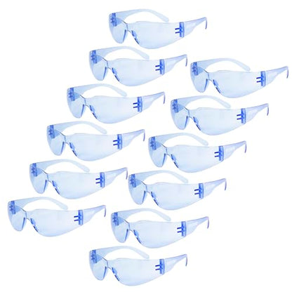 JORESTECH Safety Glasses, ANSI Z87+ Compliant, Impact-Resistant Polycarbonate Lenses, UV Protection, Anti-Scratch Coating, 12-Pack - color: Blue