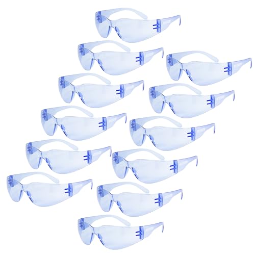 JORESTECH Safety Glasses, ANSI Z87+ Compliant, Impact-Resistant Polycarbonate Lenses, UV Protection, Anti-Scratch Coating, 12-Pack - color: Blue