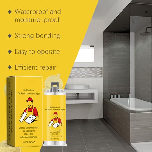 Tile Repair Kit Waterproof & Long-Lasting, Easy-to-Use Tub & Ceramic Tile Crack, Hole, Chip & Scratch Repair for Kitchen, Bathroom, Wall, Floor & Decorative Surfaces