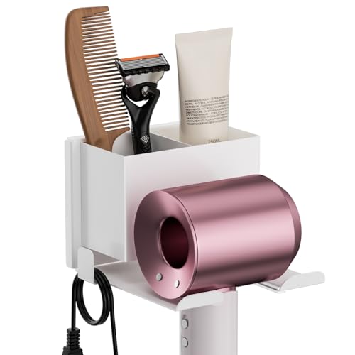YSD Hair Dryer Holder Wall Mounted, Hair Tool Organizer, Blow Dryer Hanger for Dryer Hook, Bathroom Space-Saving Blow Dryer Organizer, White Curling Irons Storage - color: White, size: Simple