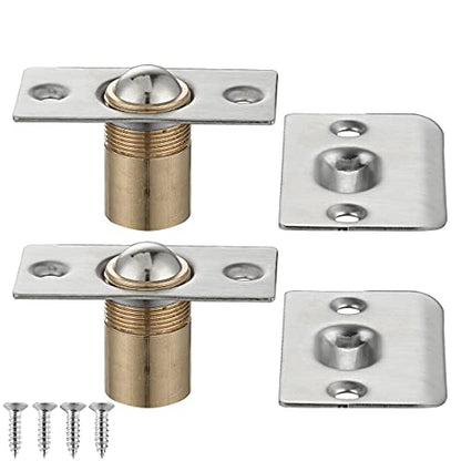 JQK Closet Door Ball Catch Hardware, Stainless Steel Catch Adjustable with Strike Plate, Brushed Satin Finish 8 Pack, HBC100-P8 - color: Brushed, size: 8 Pack