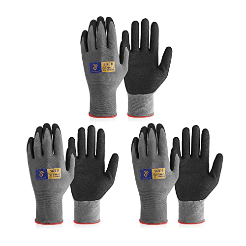 HANDLANDY 6 Pairs Safety Work Gloves with MicroFoam Nitrile Coated - Breathable Nylon Gloves with Grip for Men & Women - size: 11/XX-Large, style: 3 Pairs - Gray