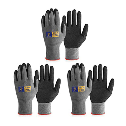 HANDLANDY 6 Pairs Safety Work Gloves with MicroFoam Nitrile Coated - Breathable Nylon Gloves with Grip for Men & Women - size: 11/XX-Large, style: 3 Pairs - Gray