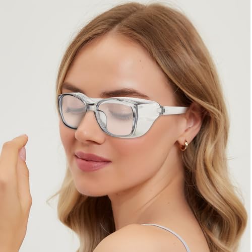 Qianyu 3 Pack Safety Glasses Nurses Goggles Anti Fog Protective Eyewear Square Clear Stylish Lab Goggles Scratch Side Shields Eyewear Light Eye Glasses for Women Men Adults Essentials