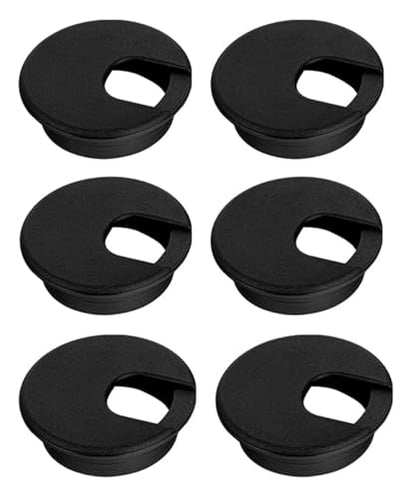 2 Inch Desk Grommet - 6Pcs Plastic Desk Cord Hole Cover, 50mm Diameter Black Cable Grommets Hole Cover for Organized Wires & Cords Through Computer Table/Countertops - size: 6 Pack