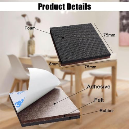 Non Slip Furniture Pads, 8pcs 75 mm Furniture Grippers Rubber Feet Floor Protectors, Premium Adhesive Anti Slip Pad for Keep Heavy Duty Furniture in Place and Protect Floor from Scratches…