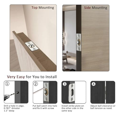 JQK Closet Door Ball Catch Hardware, Stainless Steel Catch Adjustable with Strike Plate, Polished Chrome 2 Pack, HBC100-CH-P2 - color: Chrome, size: 2 Pack