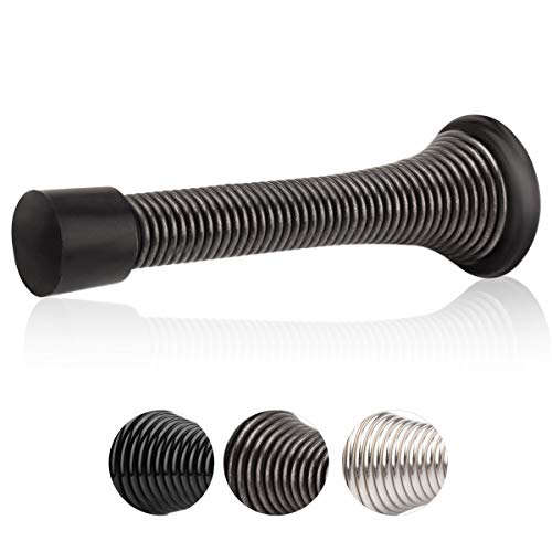 HOMOTEK 12 Pack Spring Door Stopper with Rubber Bumper Satin Nickel 3-1/8" Flexible Spring Heavy Duty Wall Door Stop Low Mounted Door Bumper for Home (Oil Rubbed Bronze) - color: Oil Rubbed Bronze, size: 12 Pack