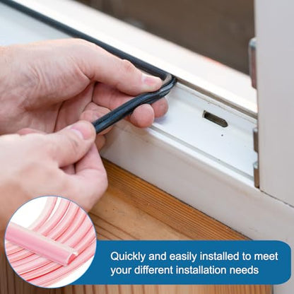 PATIKIL Silicone Weather Stripping Door Seal, 9.8 ft D Shape Weather Stripping Self Adhesive Door Seal Strip for Door Frame, Window Sealing, Large Gap, 5/16" Wx5/128 Tx5/32 H, Clear/Red - size: 9.8 ft Long, 5/16"Wx5/128"Tx5/32"H