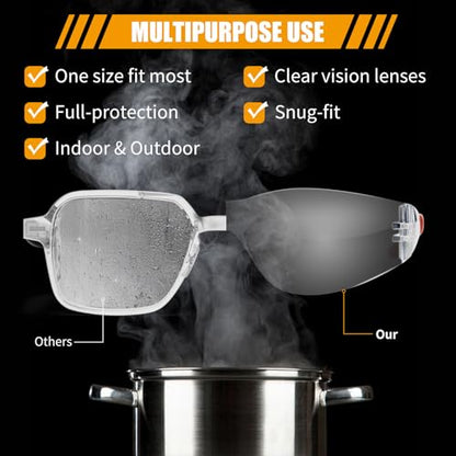 3 Pack Anti-fog Clear Safety Glassess with ANSI Z87.1 Standard for Construction Laboratory Shooting