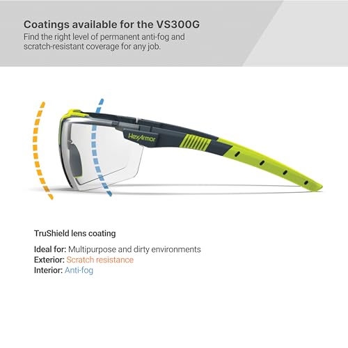 HexArmor VS300 Safety Glasses with Adjustable Side Arms Z87+ for Men and Women - color: Variomatic