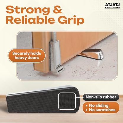 2 Packs Door Stoppers for Bottom, Rubber Wedge, Heavy Duty Doorstop for Inside, Rubber, Floor, Wedge Garage Classroom Stopper for Carpet, Door Holder