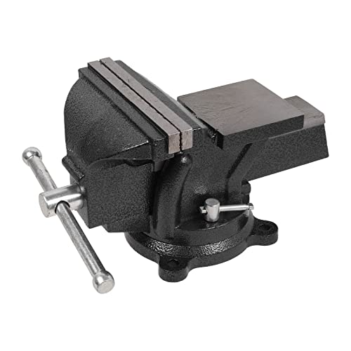 Bench Vise Heavy Duty 6-Inch, 360° Swivel Base with Anvil Clamp Cast Steel,Table Clamp Woodworking Vice,Multipurpose Workbenchw for Drilling, Pipe Cutting,Woodworking-Black - color: Black-6 Inch