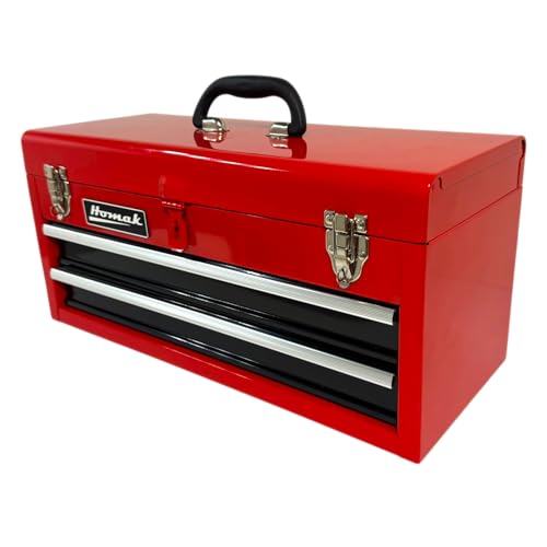 Homak 2 Drawer Ball Bearing Toolbox Chest, Red, 20 Inches - color: Red, size: 2-Drawer
