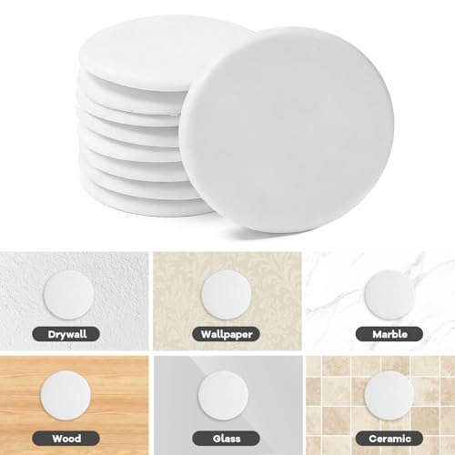12 Pack 8cm White Door Stoppers for Wall, Self-Adhesive Shock Absorbent Bumpers, Wall Protector Pads for Door Knobs, Prevents Scratches and Damage, Noise Reduction
