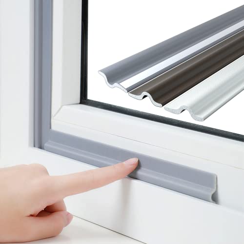 26 Feet Window Draft Stopper Foam Seal Strip Self Adhesive, Window Insulation and Door Side Weather Stripping Soundproof, Door Bottom Sweep Noise Gap Blocker (Gray) - color: Gray, size: 26 Feet