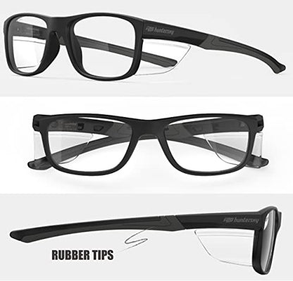 HTS HUNTERSKY TR90NZZ Safety Glasses with Side Shield Small Size Women Men ANSI Z87 Anti Fog Scratch Resistant Lab Pickleball - color: Black/Clear