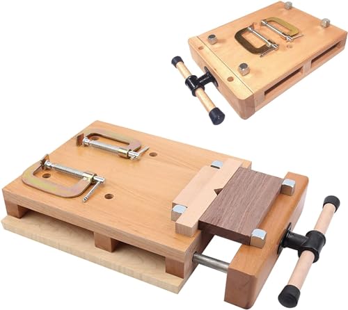 Portable Woodworking Bench Vise - Hard Wood Vise for Workbench w/4 Bench Dogs and 2 Clips, Wood Bench Vises Kit Workbench Top Whittling Vise Woodworking Tools Work Benches for Garage Studios