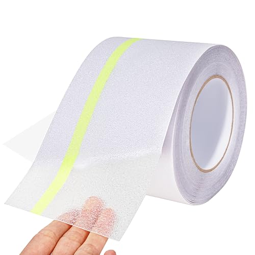 Qingluan Anti Slip Tape Heavy Duty Grip Tape Non Slip Stair Treads Waterproof High Traction Safety Tape for Indoor Outdoor Stairs Steps Floors(Transparent Glow in The Dark Green, 4 Inch x 32.8ft) - color: Transparent Glow in The Dark Green, size: 4 Inch x