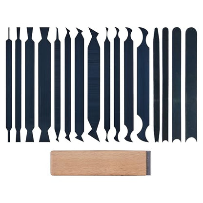 New Cabinet Scraper Cards and Cabinet Scraper Burnisher with 16 Piece Multi-Shaped Scraper Set Suitable for Various Small space and Small-Sized Tasks (HTCSCS17)