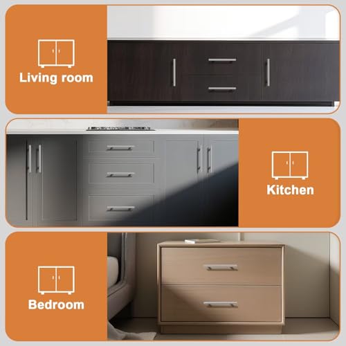 Probrico 5 Pack Hole Centers (128mm) 5inch Polished Chrome Kitchen Cabinet Handles Stainless Steel Polished Chrome Cabinet Pulls Round T Bar Pull Handle for Cabinets and Drawers Total Length 7.5inch - color: Polished Chrome, size: Hole Centers: 5"
