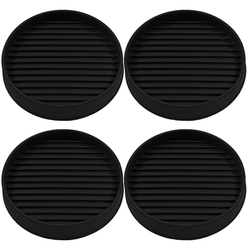 Bonsicoky 4 Pcs Non Slip Furniture Pads - 3 Inch Round Rubber Furniture Caster Cups with Anti-Sliding Floor Grip - Furniture Coasters for Couch Chair Feet - Black - size: Black, Diameter: 3"