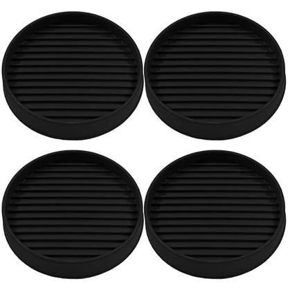 Bonsicoky 4 Pcs Non Slip Furniture Pads - 3 Inch Round Rubber Furniture Caster Cups with Anti-Sliding Floor Grip - Furniture Coasters for Couch Chair Feet - Black - size: Black, Diameter: 3"