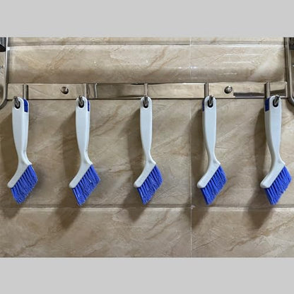 Small Scrub Brush Set for Deep Cleaning, 2 Cleaning Brushes for Window Tracks, Grout, Corners and Crevices with Straight Bristles for Precise Scrubbing in Kitchen and Bathroom (Silvery white)