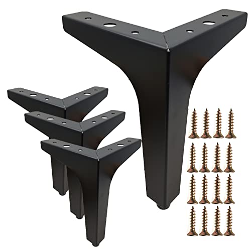 6.7 Inch / 17cm Furniture Legs Set of 4 Metal Furniture Legs Modern Triangle Feet Matte Black for Sofa Cabinet Cupboard Couch Chair Ottoman - color: Black, size: 6.7 Inch