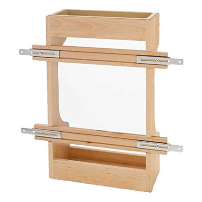 Rev-A-Shelf Dual Shelf Under Sink Organizer for Kitchen and Bathroom Cabinets, 30" Sink Base Vanity Storage, Inside Door Mount, Maple Wood, 4SBSU-15