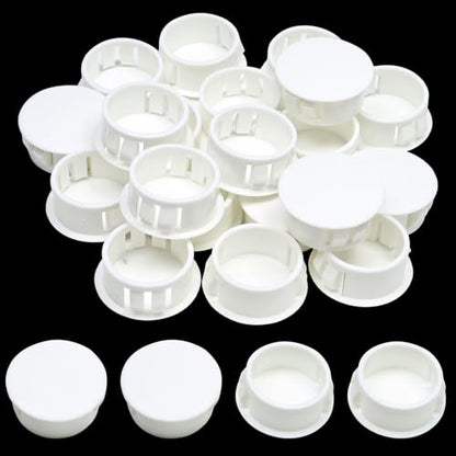 7/8 In/22 mm White Plastic Hole Plugs for Round Holes, Flush Type Panel Fastener Cover, Snap-in Locking Tubing Screw Cover for Furniture Kitchen Cabinet, 30PCS - style: 22mm(7/8")
