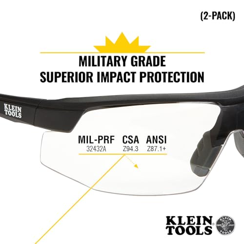 KLEIN TOOLS 60171 Safety Glasses, PPE Protective Eyewear with Semi Frame, Scratch Resistant and Anti-Fog, Clear Lens, 2-Pack - color: Clear Lens, size: 2 Pack