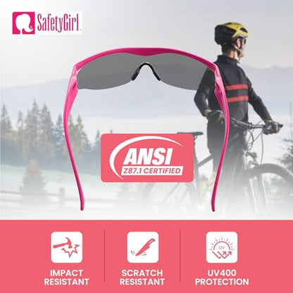 Safety Girl SC-282-PNK-GRAY Navigator Safety Glasses, Polycarbide, One Size, Pink Frame, Gray Lens - color: Pink Frame, Gray Lens, size: One Size