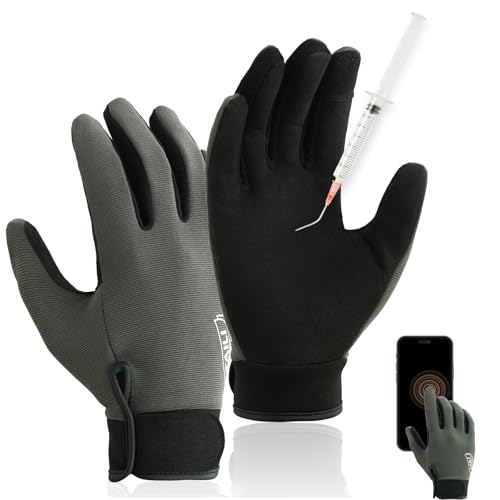 TAILI Level 2 Needlestick, Level 5 Puncture Resistant Work Gloves, Grip Enhanced Cut Resistant Gloves for Gardening, Carving, Fishing, Feather-Light Comfort, Breathable and Touchscreen Compatible, L - size: Large
